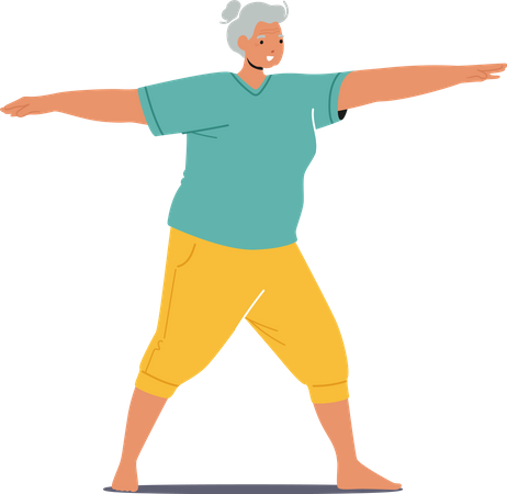 Old Woman doing workout Illustration
