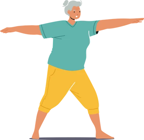 Old Woman doing workout Illustration