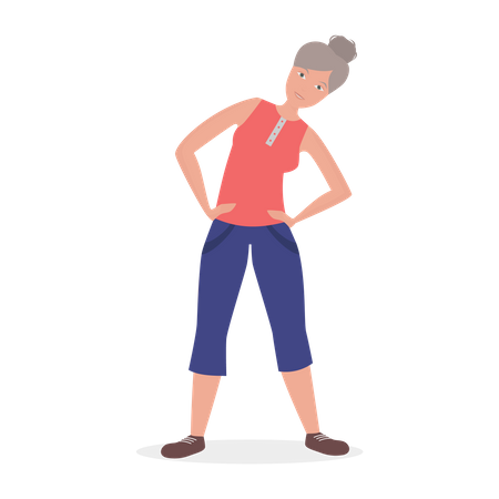 Old Woman doing workout  イラスト