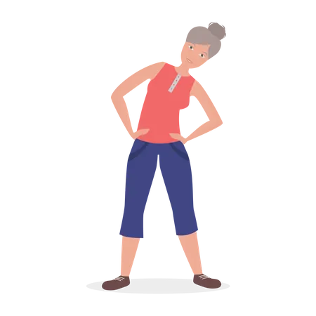 Old Woman doing workout  Illustration