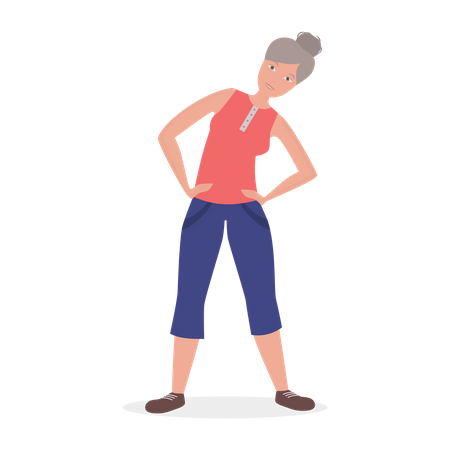 Old Woman doing workout  Illustration