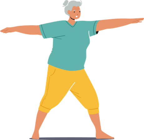 Old Woman doing workout  Illustration