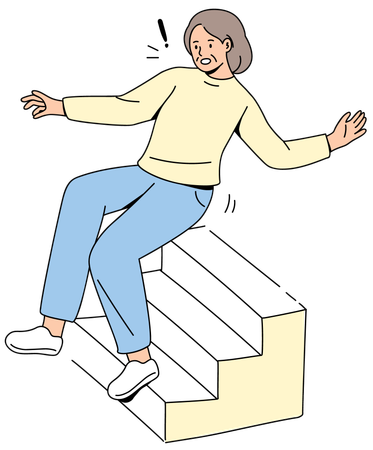Old Woman Falling Down Stair  Illustration