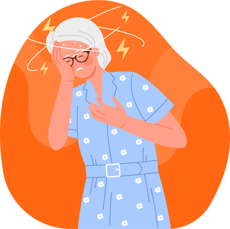 Old woman feel heart attack  Illustration