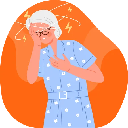Old woman feel heart attack  Illustration