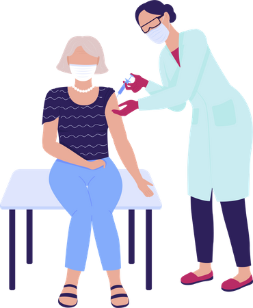 Old woman getting covid vaccine  Illustration