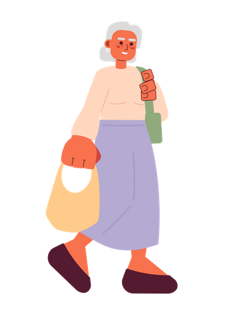 Old woman going shopping  Illustration
