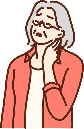 Old woman have neck pain  イラスト