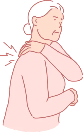 Old Woman Having Back Pain  Illustration