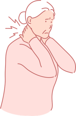 Old Woman Having Neck Pain  Illustration