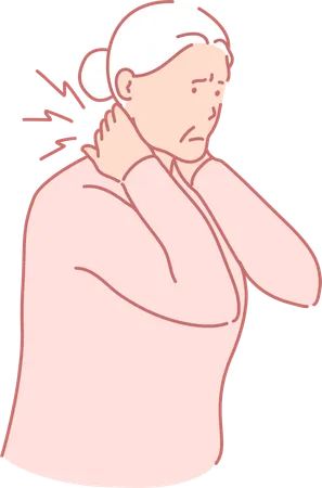 Old Woman Having Neck Pain  Illustration