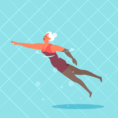 Old woman in swimming pool  Illustration