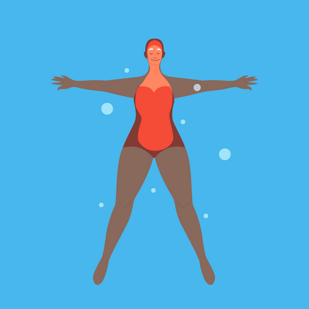 Old woman in swimming pool  Illustration