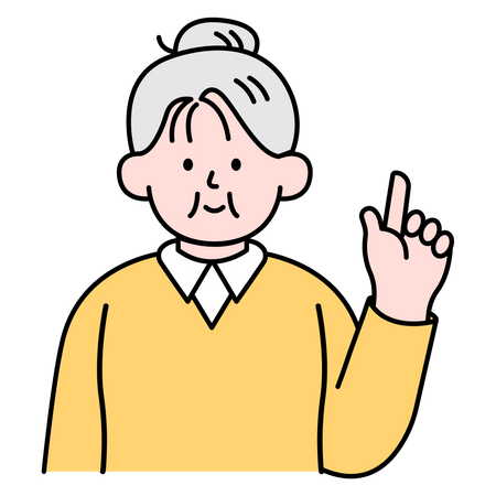 Old Woman Pointing Finger  Illustration