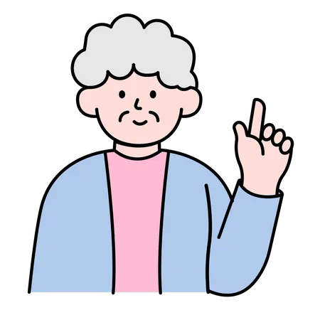 Old Woman Pointing up  Illustration