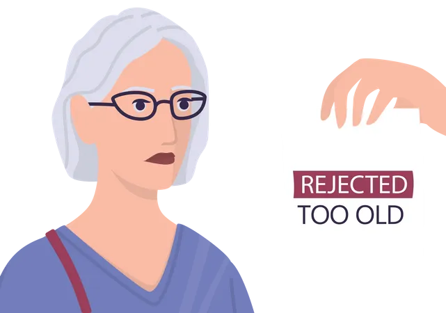 Old woman reject for job Illustration