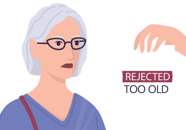 Old woman reject for job  Illustration