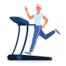 illustration old woman running on treadmill