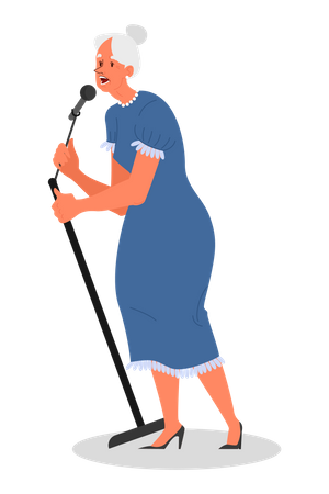 Old woman singing song  Illustration