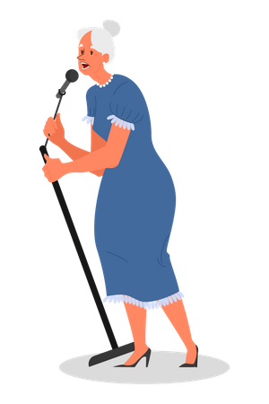 Old woman singing song  Illustration