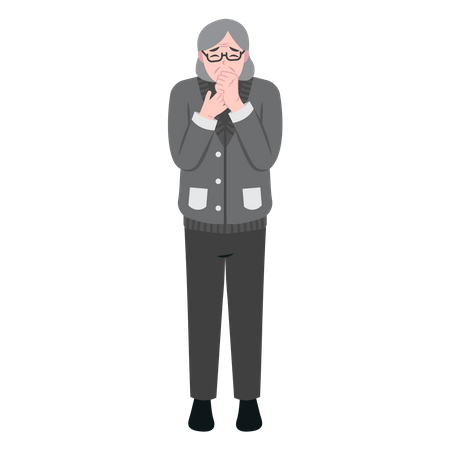 Old Woman Sneezing With Runny Nose  Illustration