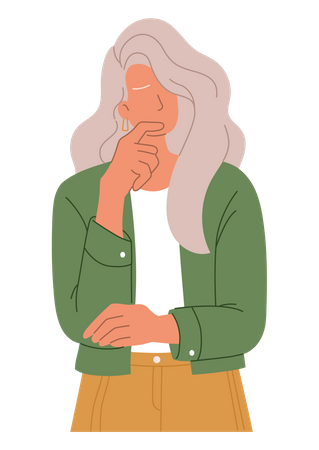 Old woman thinking  Illustration