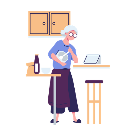 Old Woman Using Internet  Illustration