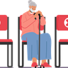 old woman waiting illustration