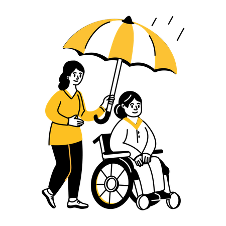 Old woman with Disability Coverage  Illustration