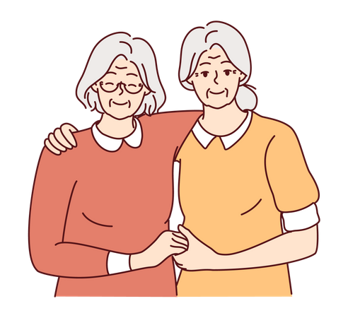 Old woman with her friend  Illustration
