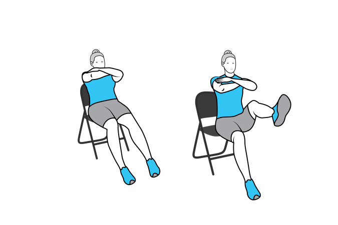 Old women doing chair exercise  Illustration