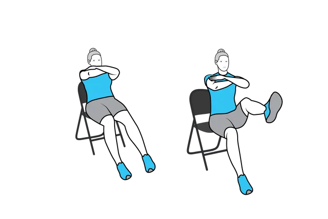 Old women doing chair exercise  Illustration