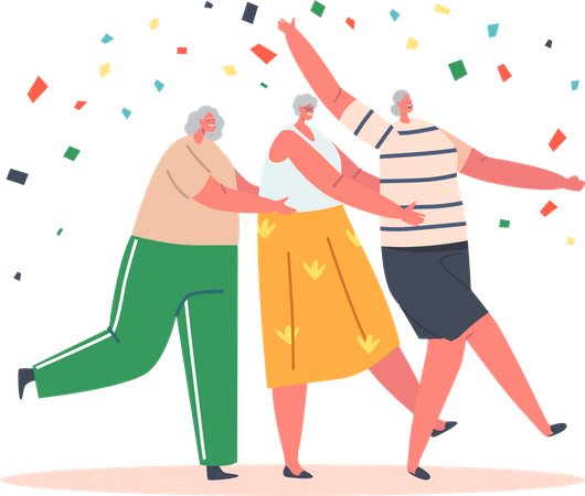 Old women friends dancing Illustration