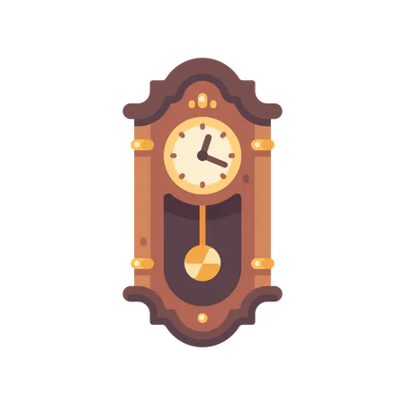 Old wooden grandfather clock Illustration