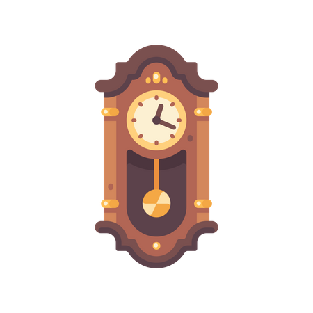 Old wooden grandfather clock  Illustration