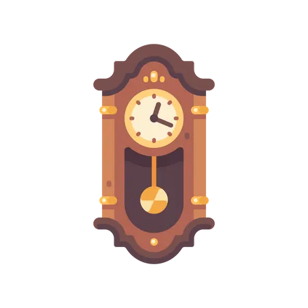 Old wooden grandfather clock  Illustration