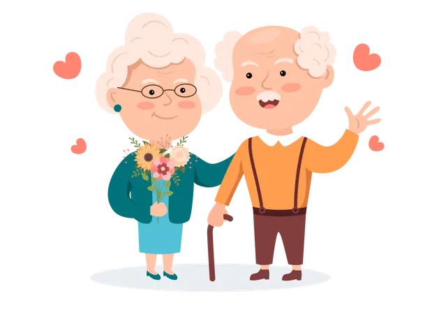 Older Couple standing together Illustration