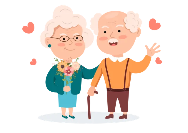 Older Couple standing together  Illustration