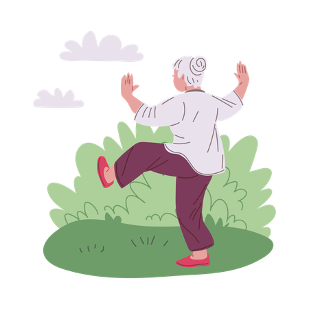 Older woman taking Tai Chi classes  Illustration