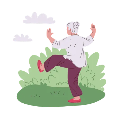 Older woman taking Tai Chi classes  Illustration
