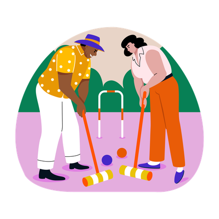 Olympic Playing Croquet  Illustration