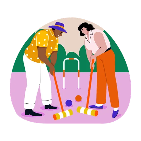 Olympic Playing Croquet  Illustration