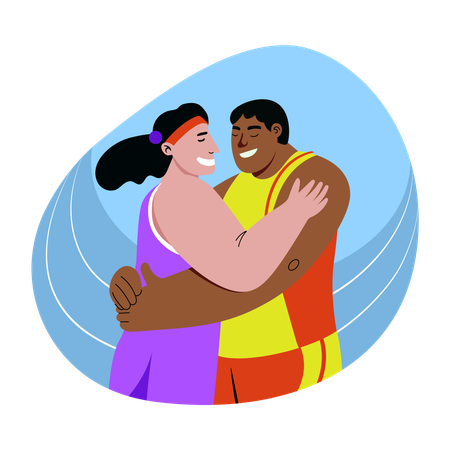 Olympic Team Hug  Illustration
