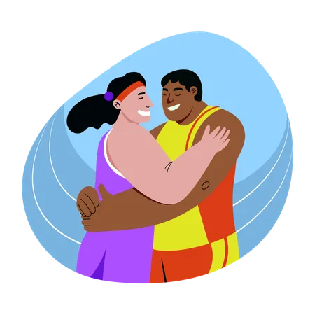 Olympic Team Hug  Illustration