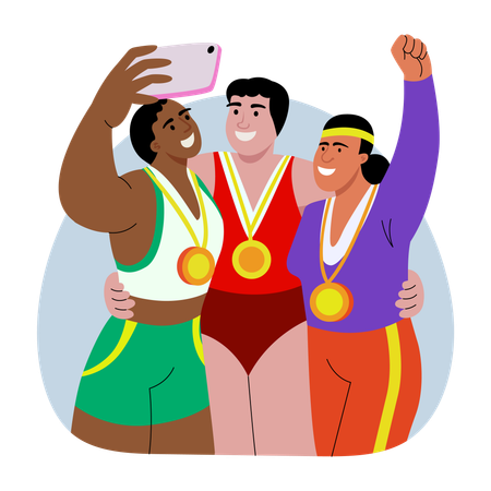 Olympic Team Selfie  Illustration