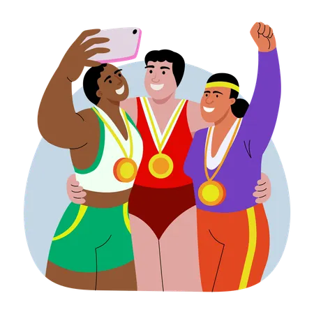 Olympic Team Selfie  Illustration