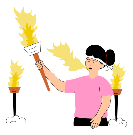 Olympics athlete holding olympic torch  Illustration