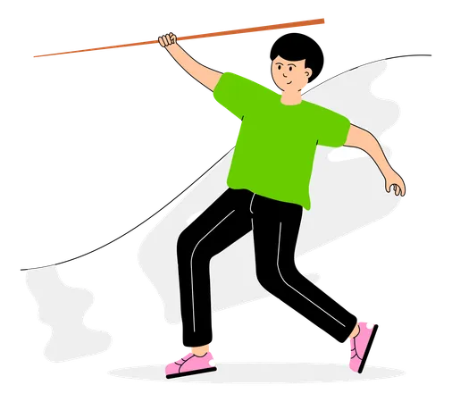 Olympics athlete playing javelin throw  Illustration