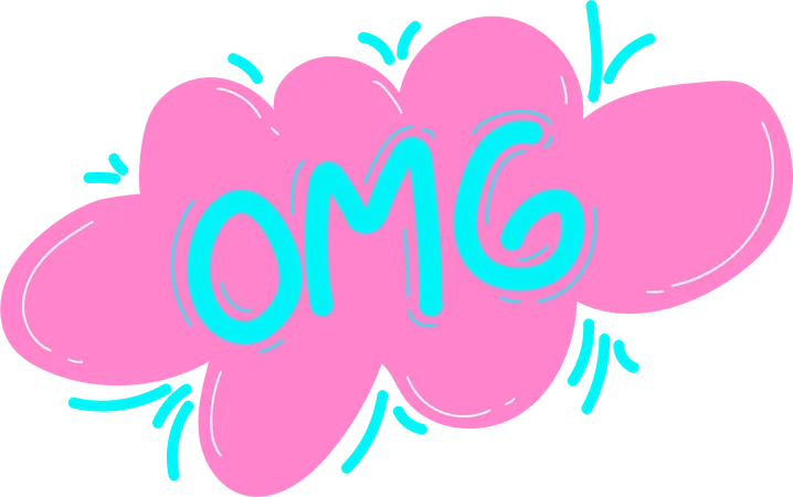 This Vibrant Sticker Features The Text OMG In Playful Bold Lettering Set Against A Soft Pink Cloud Backdrop Symbolizing Surprise Or Astonishment In A Fun And Expressive Way Illustration
