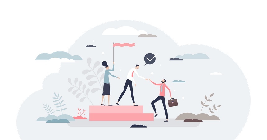 Onboarding colleague as introduction team with new member Illustration